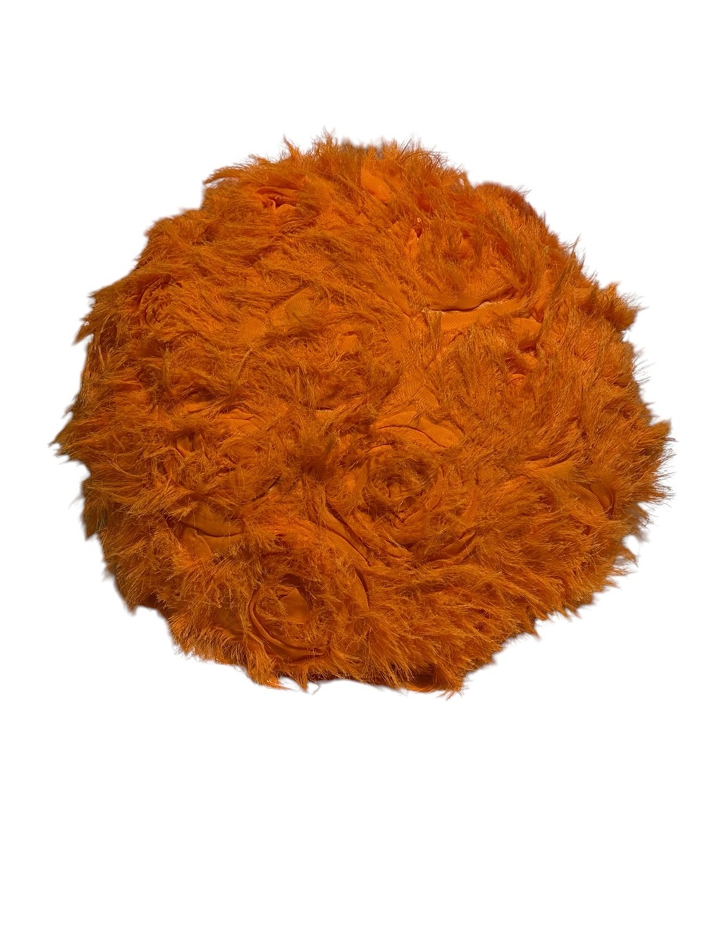 Orange Faux Fur Round Decorative Pillow - Home Accents- 13” diameter